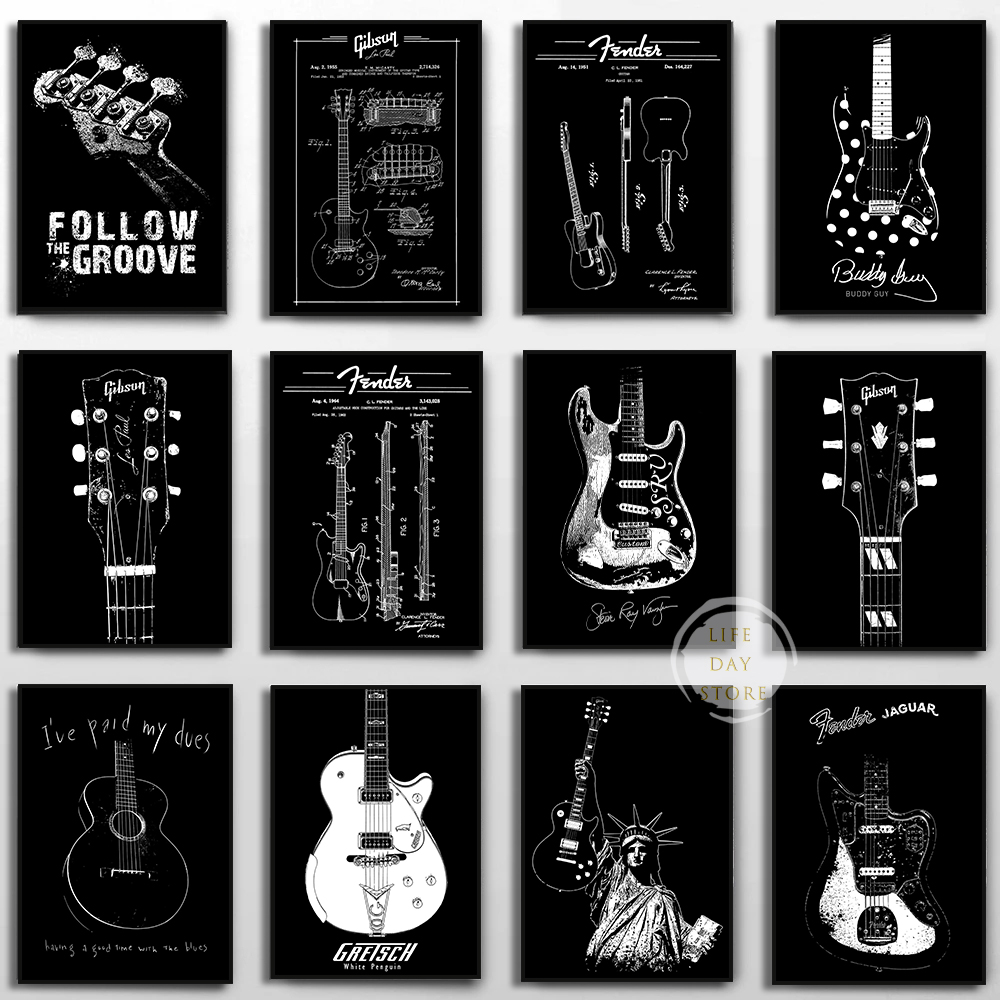Musical Instrument Painting - Musical Instrument Electric Guitar Patent Posters