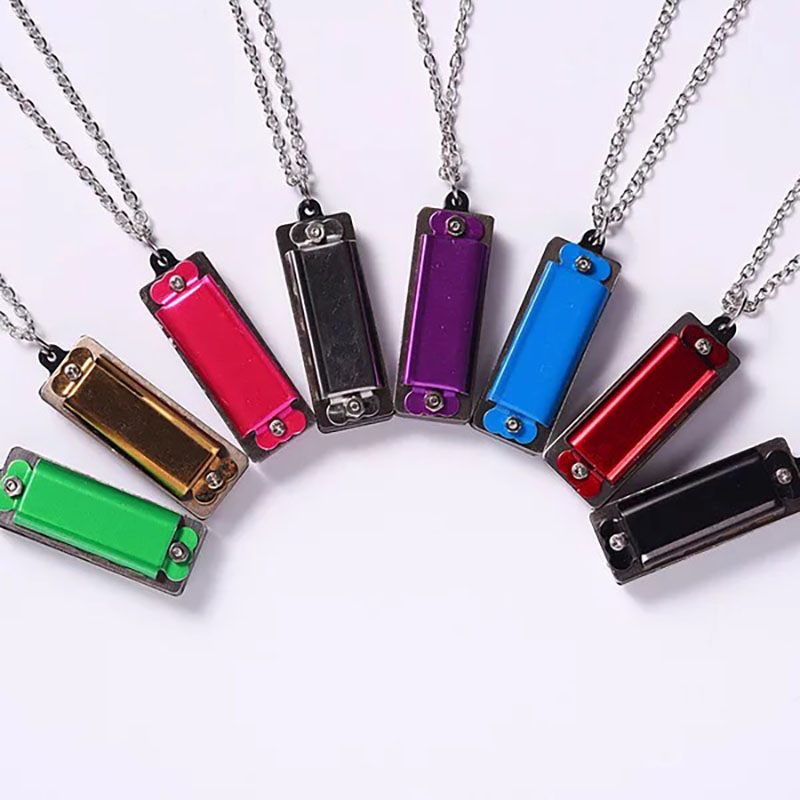 Musical Instrument Logo - Personalized Mini Harmonica Necklace, Customized Logo,