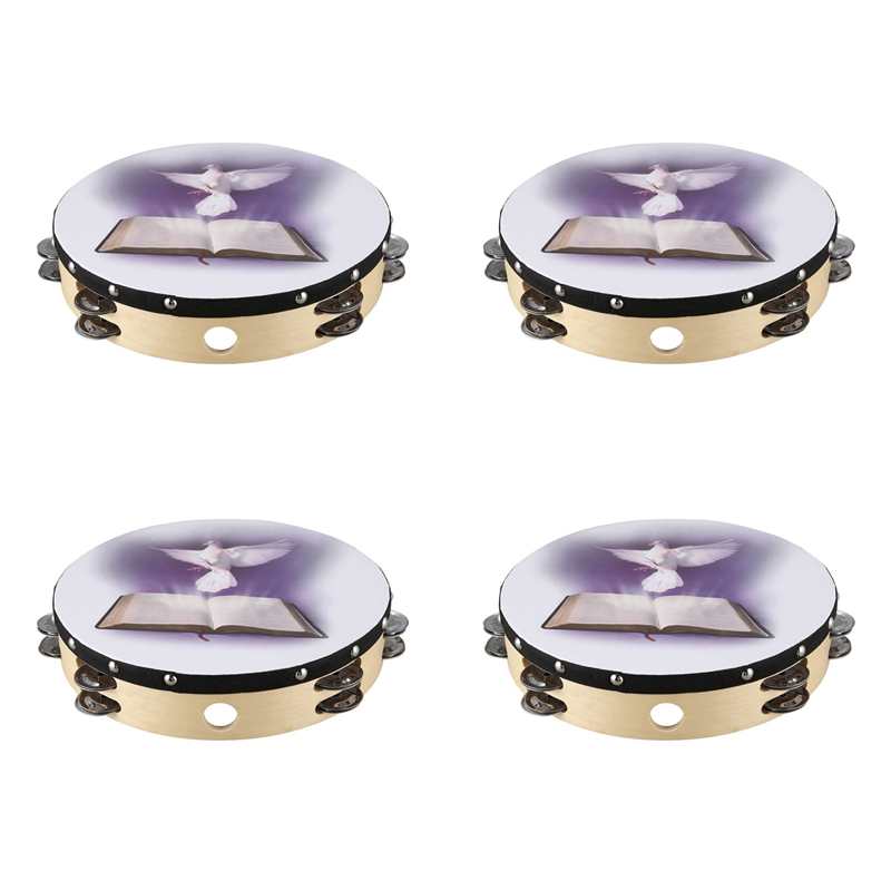 Musical Instrument Tambourine - 4Pcs 10 Inch Wooden Tambourine Pigeon