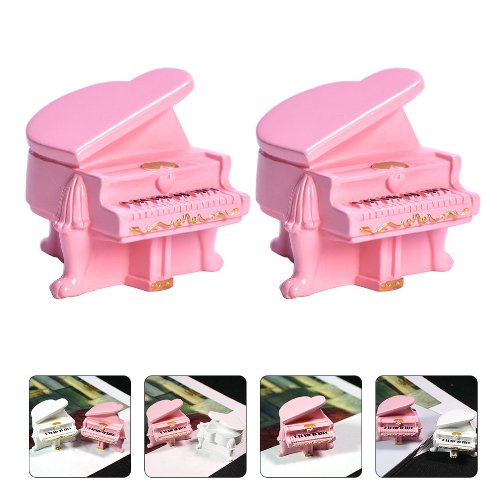 Musical Instrument Photo - 2Pcs Mini Piano Decorative Resin Musical