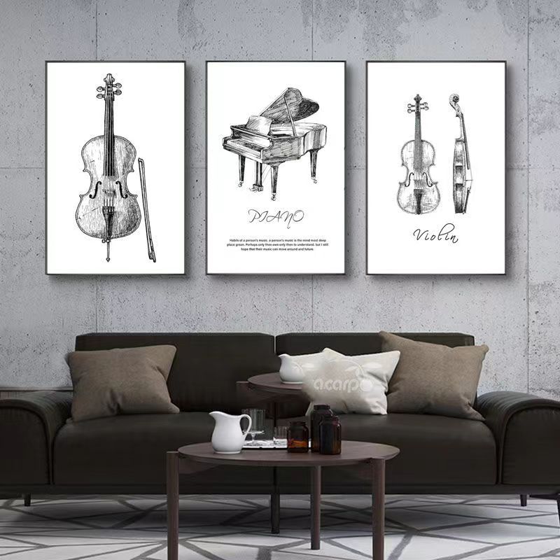 Musical Instrument Painting - Canvas Painting Modern Minimalist Piano Violin