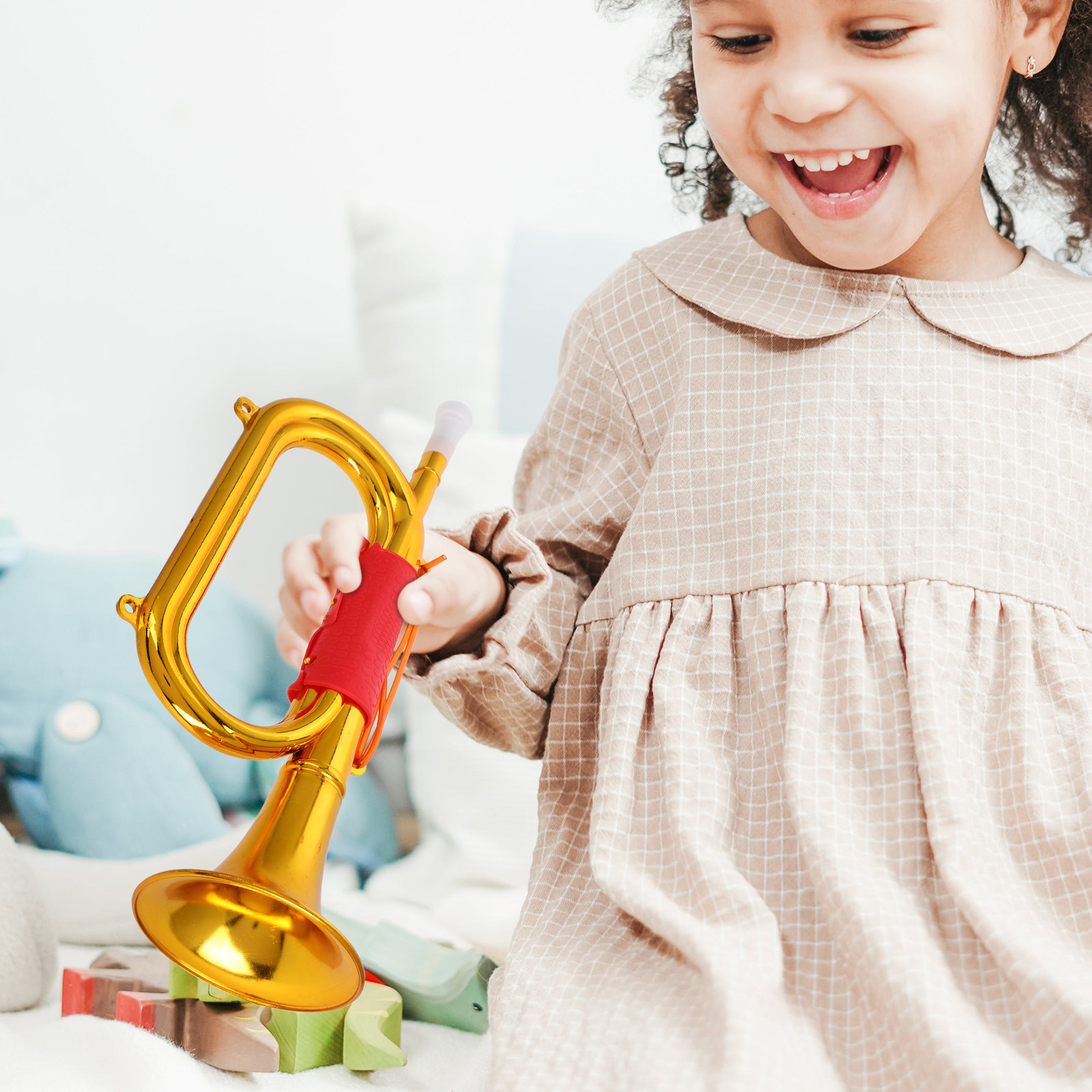 Musical Instrument Bugle - Plastic Bugle Kids Trumpet Golden Color
