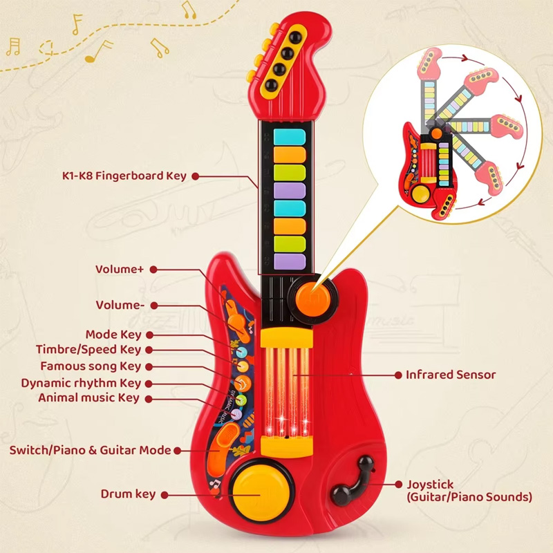 2 In 1 Electric Kids Guitar To - огляд і ціна Musical Instrument Drawing