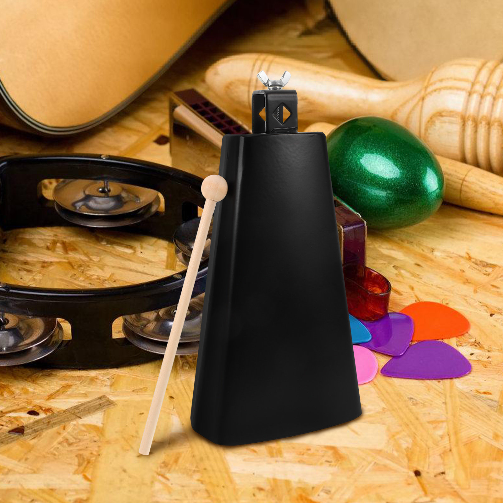 1Set Metal Cowbell Instrument  - огляд і ціна Musical Instrument With Hand