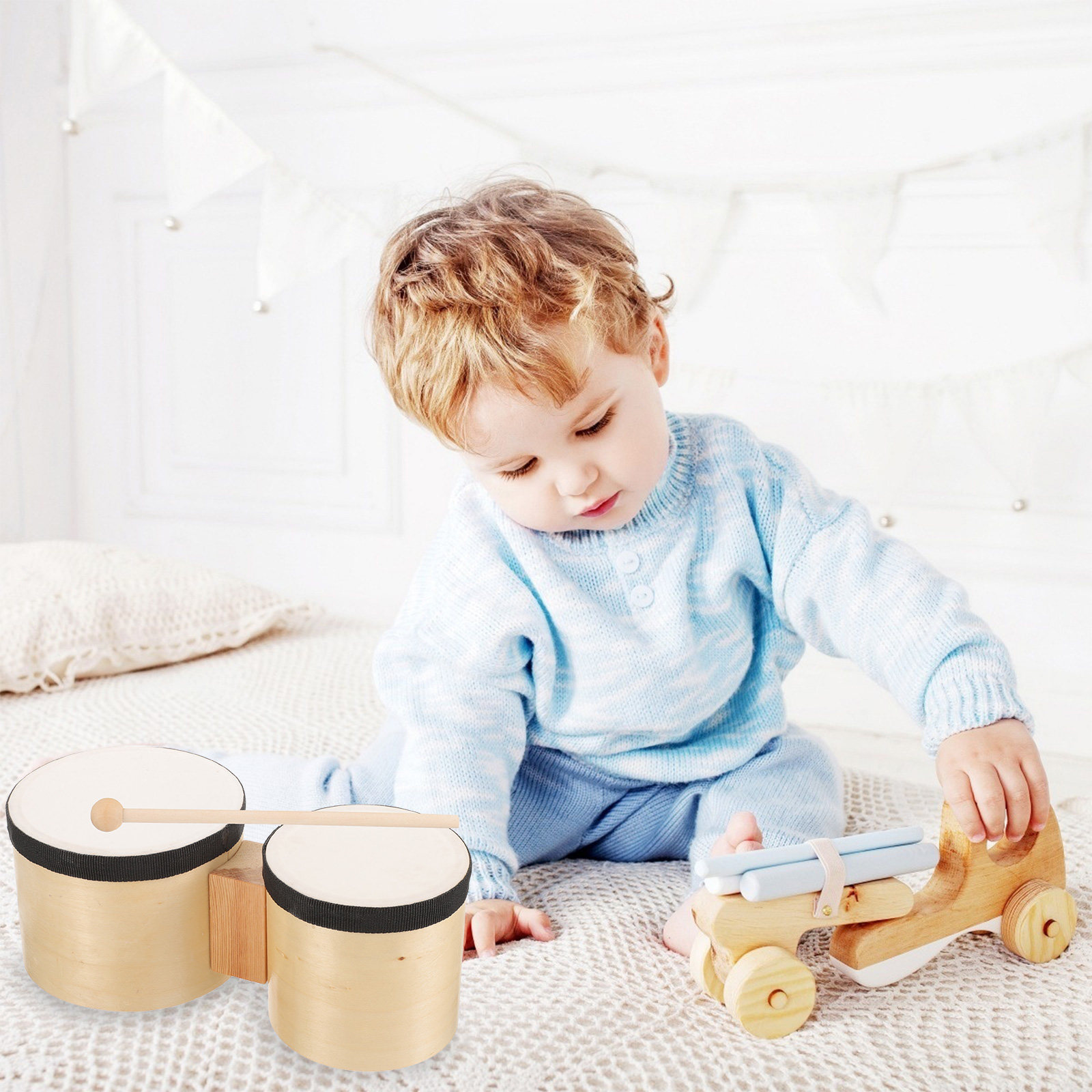 Drum Wooden Percussion Instrum - огляд і ціна Musical Instrument With Hand