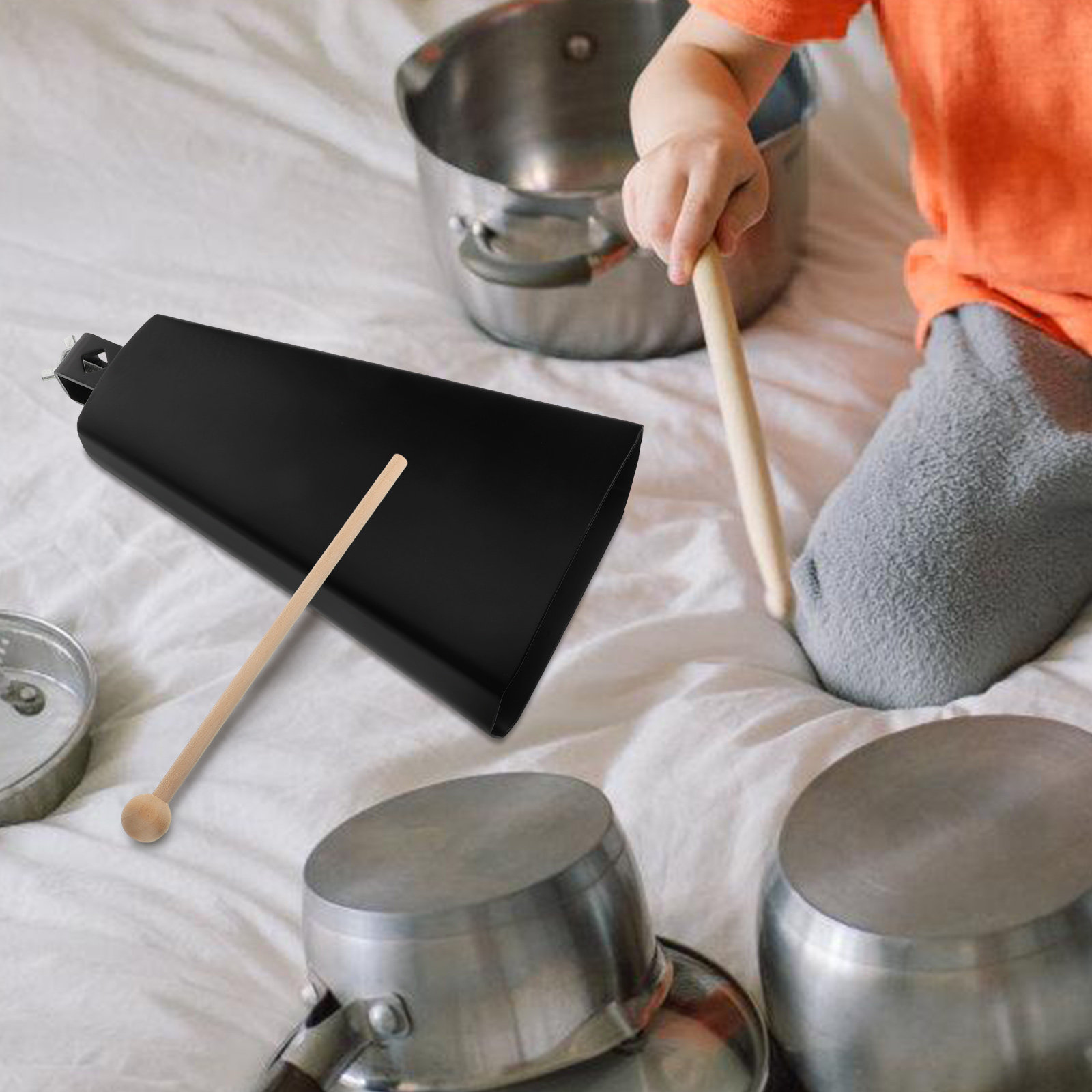 1Set Metal Cowbell Instrument  - огляд і ціна Musical Instrument With Hand