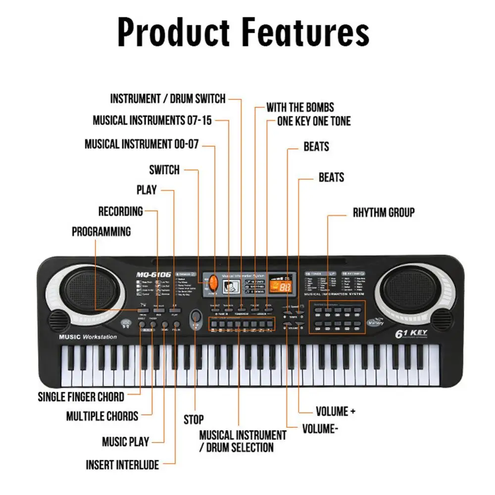 Kids Electronic Piano Keyboard - огляд і ціна Musical Instrument Drawing